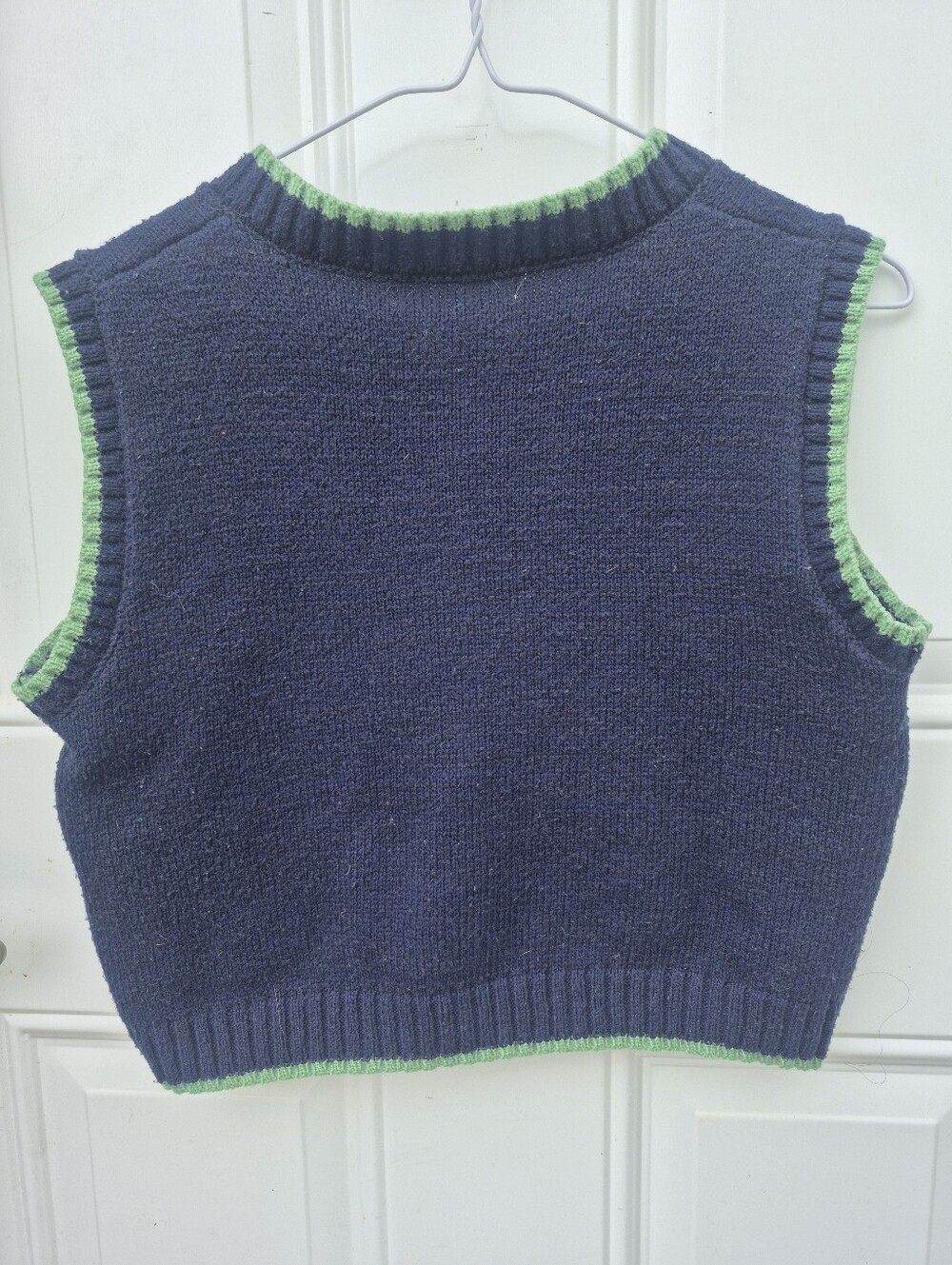 Navy Knit Frog Animal Sweater Vest Childrens Cropped Womens Small Goblincore - Picture 2 of 3